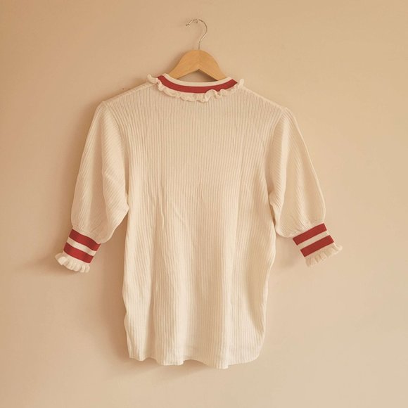 (sold) W Closet Ribbed Knit Top with Frills (ライン入りリブニット) - Picture 2 of 6